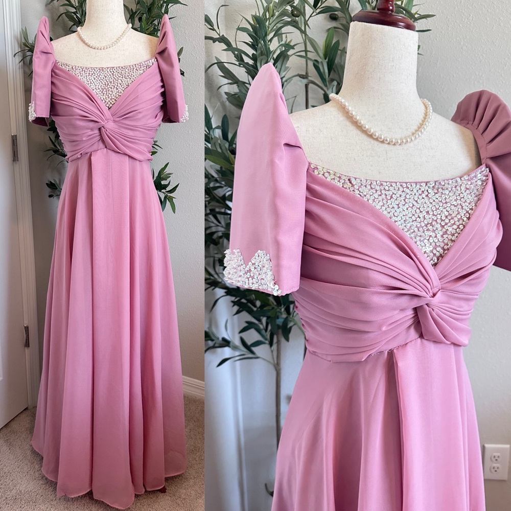 Beautiful Pink beaded Terno Filipina Gown